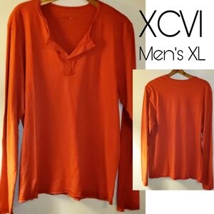 XCVI men's XL long sleeve v neck seamed shirt